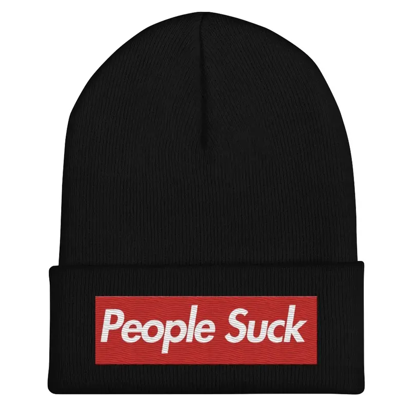 Embroidered People Suck Beanie